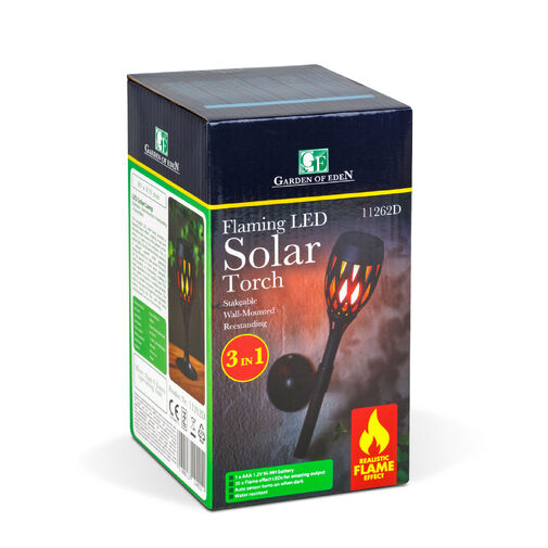 11262D • LED-es szolár lámpa - leszúrható / fali / szabadonálló - lángeffekt - 12 sárga LED - 90 x 410 mm