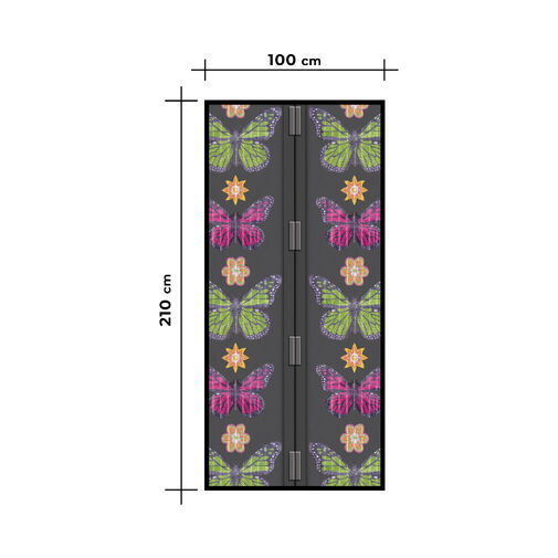 11398P • Szúnyogháló függöny ajtóra -mágneses- 100 x 210 cm - virágos pillangós