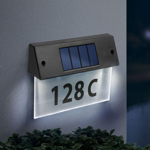 11446C • Szolár házszámfény - átlátszó plexi - hidegfehér LED - 18 x 20 cm