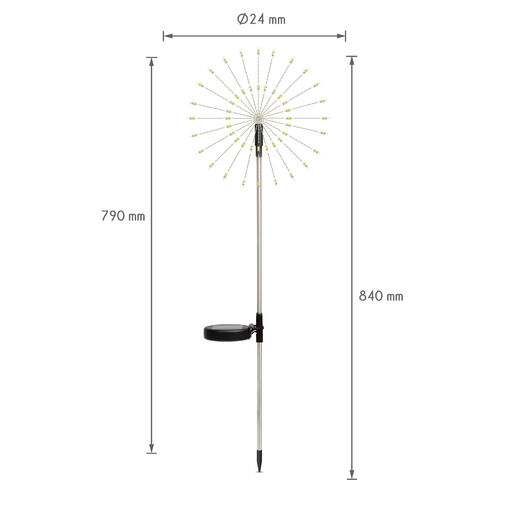 11724 • Leszúrható szolár virág - 90 microLED - melegfehér - 84 cm