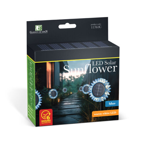 11761C • Szolár napraforgó - kék - leszúrható / felakasztható - 13 x 6,5 x 35 cm