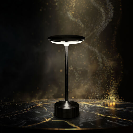 12502B • Asztali lámpa - fekete színű fém - állítható színhőm, fényerő - akkumulátoros - USB