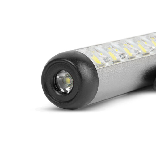 18580A • LED-es zseblámpa - munkalámpa móddal - 400 mAh akkumulátor - XPE + SMD LED - 500 lm - IP55 - ezüst