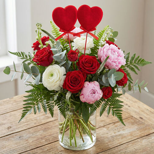 56098 • Leszúrható szív szett - piros plüss, habszivacs - 28 cm - 2 db / csomag