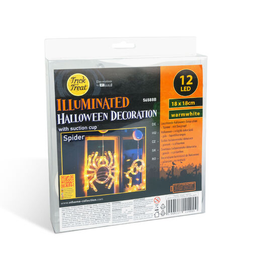 56588B • Halloween-i világító dekoráció - pók - tapadókorongos - 12 LED - 20 x 18,5 cm - 3 x AAA