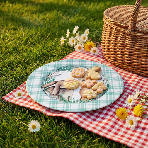 57969A • Húsvéti tálca - fém - nyuszis - 33 cm