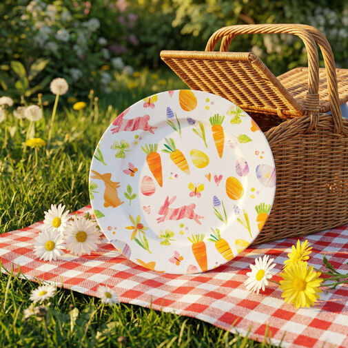 57969B • Húsvéti tálca - fém - répás - 33 cm