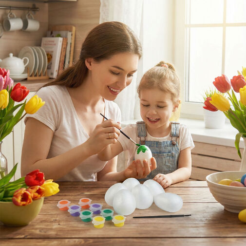 57995 • Húsvéti dekoráció - húsvéti habtojás festő szett - 6 cm - 6 db tojás