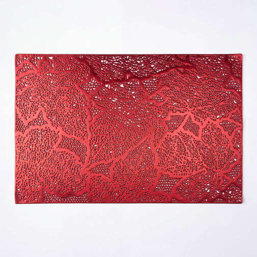 59051C • Tányéralátét - levélmintás - PVC - 45 x 30 cm - piros