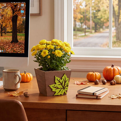 59058 • Őszi fa virágcserép juharlevél mintával – 2 féle