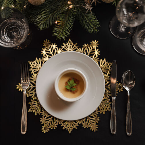 59703A • Szilikon edényalátét - jégkristály - arany - 38 cm