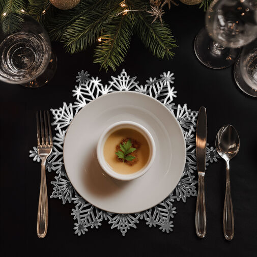 59703B • Szilikon edényalátét - jégkristály - ezüst - 38 cm