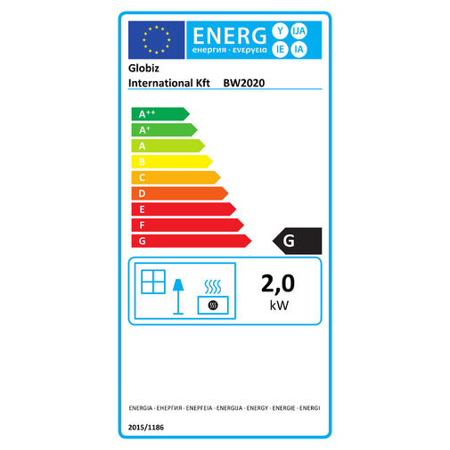 BW2020 • Elektromos kandalló - hősugárzó + LED - 35 x 20 x 42,5 cm